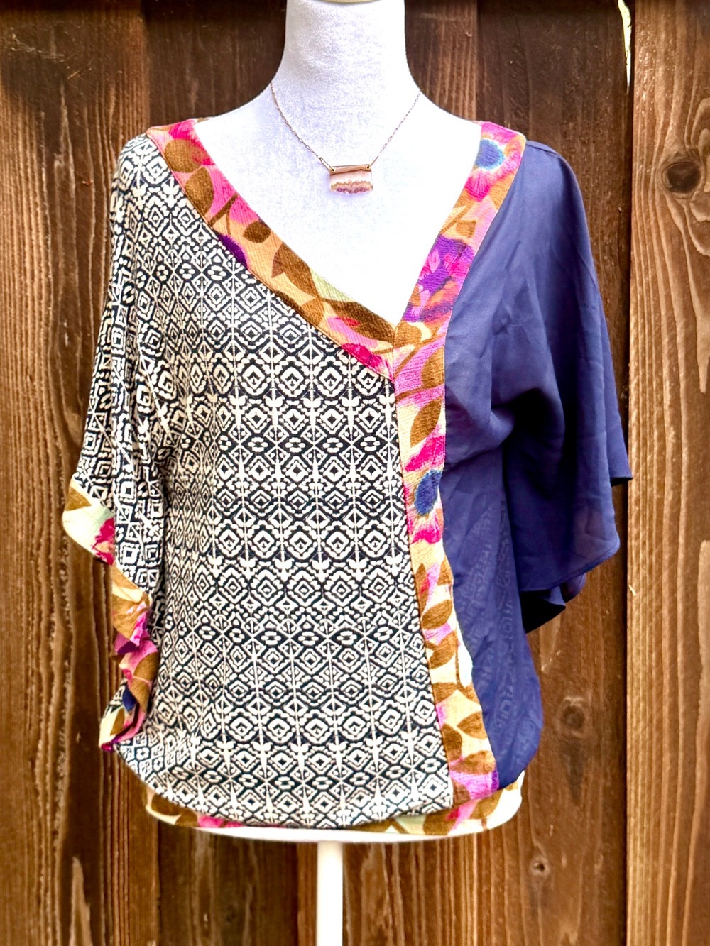 Archival Anthropologie Vanessa Virginia Askew Mixed Media Kimono Blouse - Small